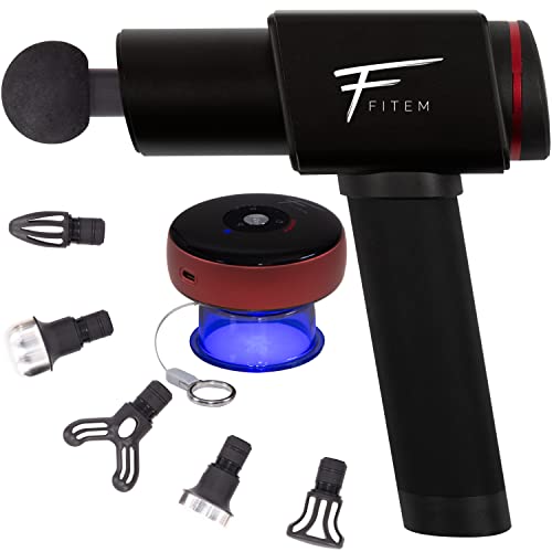 Fitem Combo Massage Gun et Ventouses de Massage - Soulage douleurs musculaires dos, jambes, mollets, épaules, bras (Gun + Ventouse) Cover