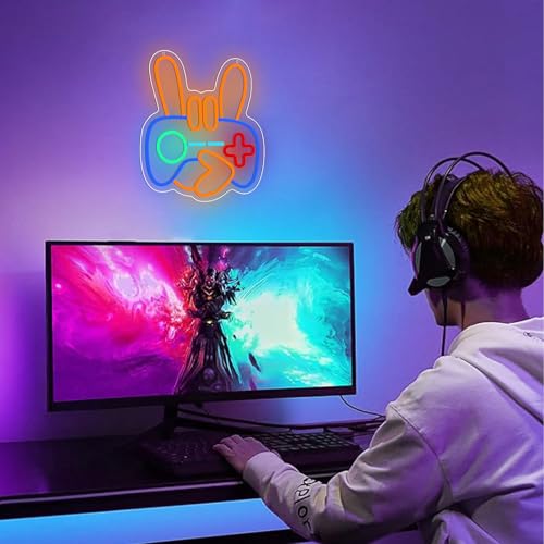 Image of ENUOLI Gamer Neon Sign, Gamepad Shaped LED Light Gaming Light Dimmable Led Game Controller USB Powered Gaming Neon Sign for Boys Room Gamer Room Decor Gifts for Teens