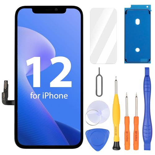 Ayake for iPhone 12/12 Pro Screen Replacement 6.1 inch FHD LCD Display and Touch Digitizer Screen True Tone Programmable Face ID Remains (for A2172 A2402 A2404 A2403 A2341 A2406 A2408 A2407)