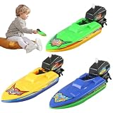 Materiales seguros y no tóxicos: Diseñados pensando en la seguridad, estos botes a motor flotantes de plástico con cuerda están hechos de materiales no tóxicos y sin BPA, lo que garantiza un tiempo de juego sin preocupaciones para niños de 3 años en adelante en la bañera.