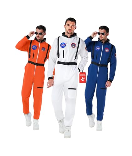 Morph Astronaut Costume Adult, Space Suit Men, Mens Halloween Costume Astronaut Suits, Nasa Costumes Adult, Blue, XL