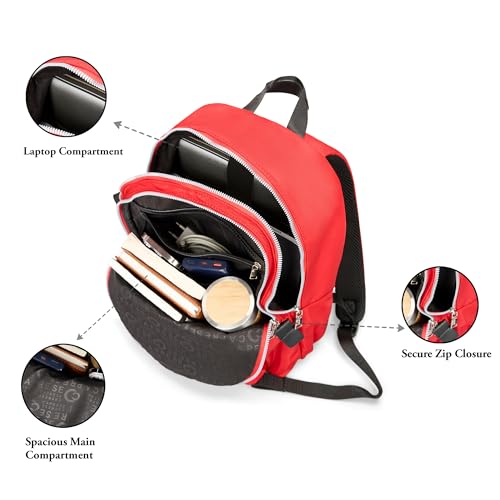 Image of Caprese Saturn Medium 15.6 Inch Laptop Backpack for Women with Adjustable Shoulder Straps & Multiple Compartments | Front Zip Pocket | Perfect for College, Office & Travel