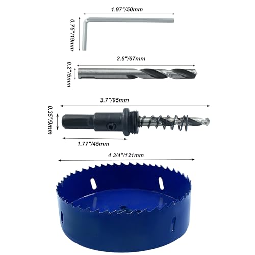 Image of Luomorgo 121mm /4 3 /4 inch Hole Saw, 1 1 /4 inch Cutting Depth | HSS Bi-Metal, For Wood Cornhole Boards, For Plastic Drywall, For Metal Sheet