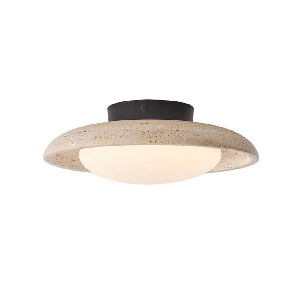 ITOSUI Semi Flush Mount Ceiling Light Fixture Wabi Sabi Natural Stone Ceiling Light Vintage Black Close to Ceiling Lamp Mid Century Modern Chandelier for Kitchen Living Room Hallway Aisle