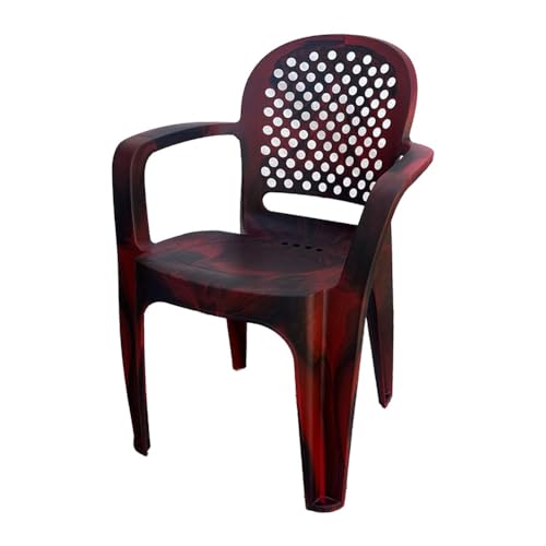 Image of Cello Crystal Armrest Plastic Chair with Matt Finish | Chairs for Home, Garden, Living Room Indoor and Outdoor Use (Colour: Rosewood, Set of 2)