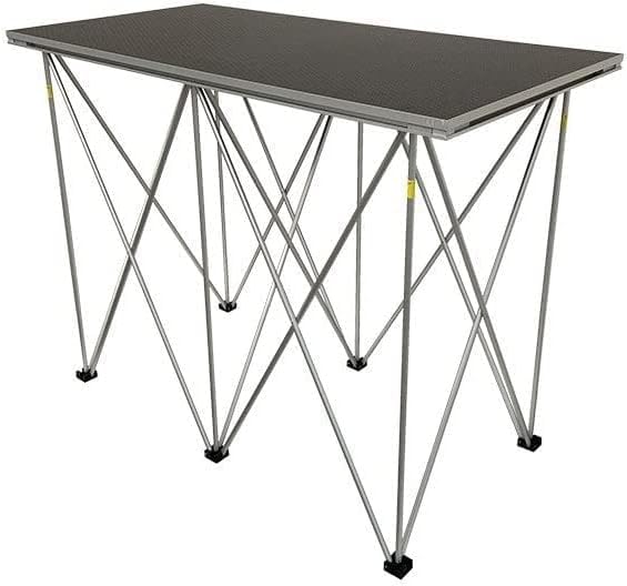 NLIGHTING® Tavolo DJ Portatile Professionale per Console DJ Postazione DJ con Base Raiser Pieghevole e Richiudibile a Ragno, in alluminio nero e grigio
