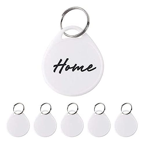 100 Pack Round Key Tags with Split Ring, Tough Plastic Key Tags 1.5 Inch White Key Tags Writable Key Identifiers Tags with 200 Pcs White Label Stickers