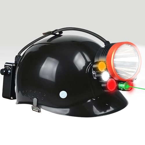 Pseudes 5-Color Coon Hunting Lights White/Red/Walking/Amber+Green Beam, 9-Speed Dial, Waterproof Rechargeable Night Hunting Headlamp for Varmint Hog Coyote (with ABS Black hat)