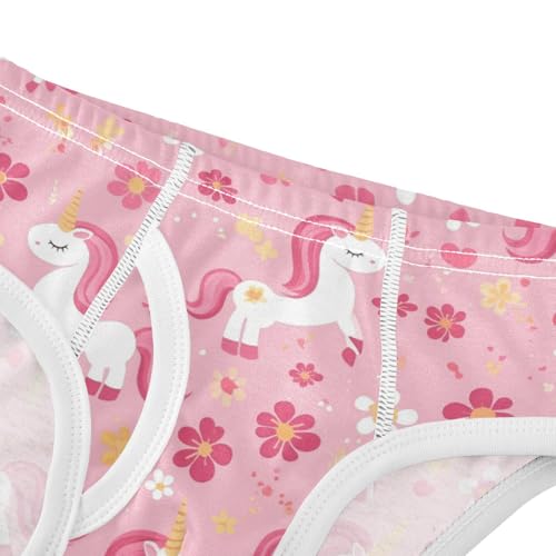 Wusikd Cute Pink Unicorns Boys' Underwear Cotton Flowers Boys Briefs Soft Toddler Underwear 2T4