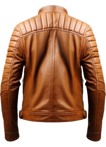 Men Genuine Real Leather Biker Motorcycle Jacket | Men Brown Cafe Racer Moto Leather Jacket4