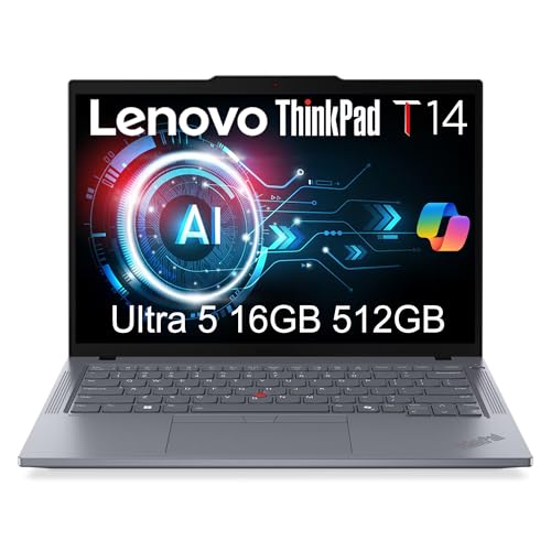 Lenovo ThinkPad T14 Business AI PC Laptop (14" FHD+, Intel 12-Core Ultra 5 125U (> i7-1355U), 16GB DDR5 RAM, 512GB SSD), Backlit, Fingerprint, 5MP RGB Webcam, 2x Thunderbolt 4, Ethernet, Win 11 Pro