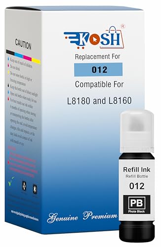 Image of KOSH 011 & 012 Refill Ink Bottle Compatible for Epson L8180 and L8160 Printers (1, Photo Black)
