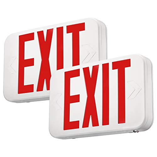 TORCHSTAR LED Red Exit Sign, Battery Backup Emergency Lights, UL-Listed, AC 120V-227V,