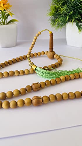 Image of RDK Sandalwood (Chandan) Islamic Tasbih Prayer Mala Beautiful Engraved Allah Mohammad TASBEEH /Muslim Prayer Beads /TASBIH /SIBHAA Islamic Salat Prayer Tasbeeh 100 Beads (6 MM)