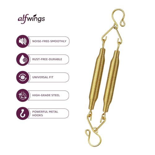 Image of Combo Set Baby Cradle Spring and Hanger | Up to 20 Kg | for Swing Jhula Straight Hanging Spring for, Thottil Hook Jhoola Palna (Gold, Center Hole)