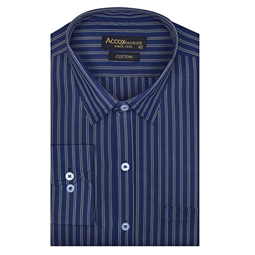 ACCOX Men's Striped Full Long Sleeves Regular Fit Cotton Formal Checkred Shirts(GCR76_44) Multicolour