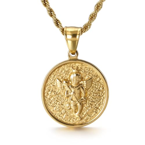 Bijoux petit ange collier chaîne pour hommes et femmes - Pendentif bague mixte