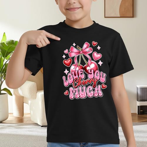 Image of Valentines Heart Shirt for Kids-Boy Girl Valentines Day Short Sleeve Cute Tween Heart Tee Tops