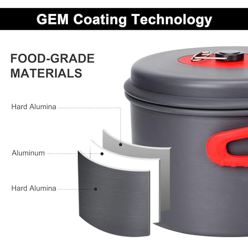 Alocs Camping Cookware Set Camping Gear, Compact Camping Pots and Pans Set, Durable Hard Alumina Camping Cooking Set for Outdoor Backpacking Camping Hiking Picnic, Included Mesh Carry Bag - Image 3