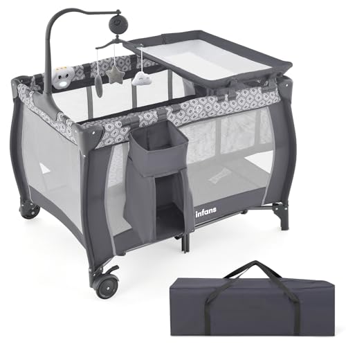 INFANS 3 in 1 Pack and Play, Portable Travel Baby Crib