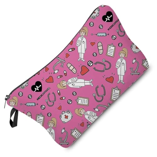 Livel lhood Bolsa de maquiagem com padrão de aparelho médico para enfermeiras médicas e amigas (estilo atchwork), hz2326, Floral
