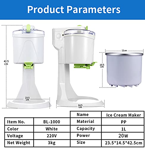 YIZHIYA Eismaschine, Vollautomatische Mini Speiseeisbereiter Sorbet-Maschine, 1L Hochleistungs-Heimküche DIY Obst-EIS… – Bild 3