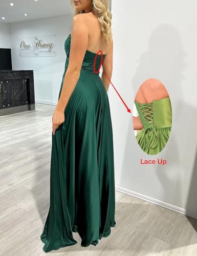 ALFEICE Strapless Keyhole Prom Dresses Sleeveless Satin Wedding Bridesmaid Dresses Long Homecoming Formal Party Gowns2