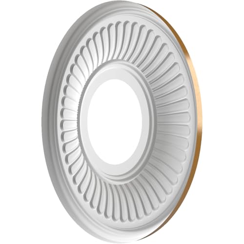 Image of Ekena Millwork CMP10BEDVG Berkshire Thermoformed PVC Ceiling Medallion (Fits Canopies up to 4 1 /2 inch), 10 inchOD x 3 1 /2 inchID x 3 /4 inchP, Universal Aged Metallic Vintage Gold