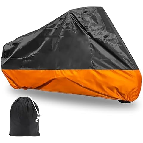 Motorcycle Cover XXXL Waterproof for Harley for Ultra Classic Davidson, Large Cover for Street Glide for Electra for Touring FLHTCU for Road King for GL for Honda for Goldwing Outdoor Weather (Orange) Cover