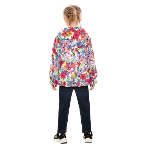 OTVEE Spring Colorful Flowers Wildflowers Kids Hoodie Jacket Fall Spring Full Zip Warm Outwear Coat4