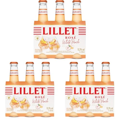 Lillet Rosé White Peach, vorgemischter Drink aus Lillet Rosé & Pfirsich-Aroma, fruchtiger Aperitif, aromatisiertes alkoholisches Mixgetränk, 3 x 200ml (Packung mit 3)