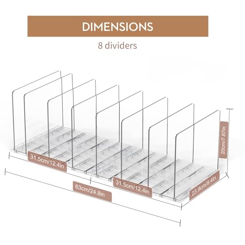 Image of GoMaihe Bag & Purse Organizer for Closet: Adjustable Clear Handbag Storage Shelf - Plastic Clutch Dividers | Minimal | Keep Purses upright