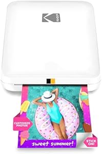 KODAK Step Slim Impresora de fotos instantáneas para smartphone- Portátil, delgada, inalámbrica en color- Fotos adhesivas Zink 2x3”- Imprime desde iOS y Android vía Bluetooth con app divertida- Blanco