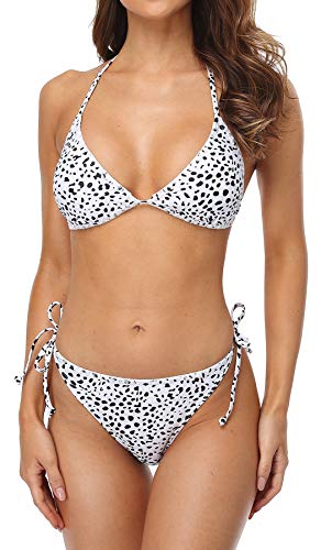 beautyin Womens Bikini Swimsuit Sets Animal Printed Halter Tops Bathing Suits L