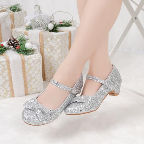 Miamooi Toddler Little Girl Dress Shoes Princess Flats Low Heels Flower Mary Jane for Kids Wedding Party Girls Birthday Dress Shoes3