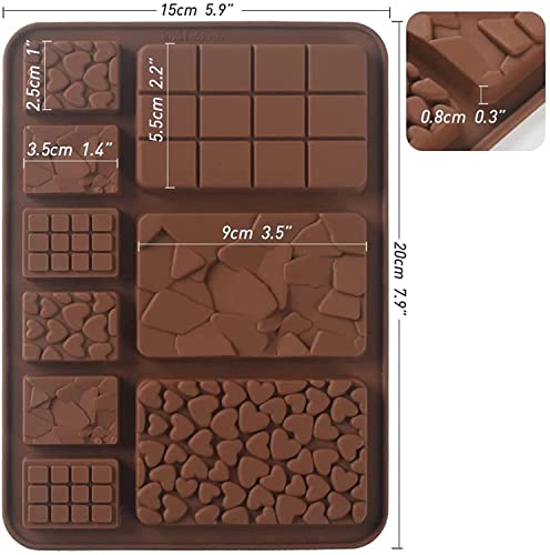 Image of Silicone 9 Cavity Multi Bar Chocolate Mold /Chocolate Making And Shaping Mould /Waffle Shape Chocolate Mould For Jelly, Candy, Fondant,20X15X2.5 Cm