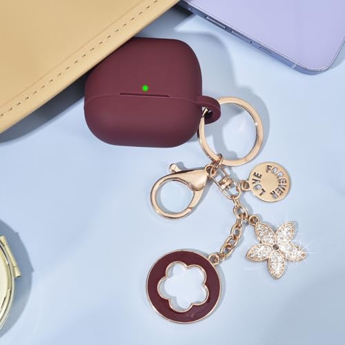 Image of Case Compatible With Apple Airpods 4 - VISOOM Airpods 4 Cases 2024 Cover Women Anti-Drop Silicone iPods 4 Earbuds Wireless Accessorie Charging Cases Girl Bling Keychain for Airpod Ipods 4th Generation
