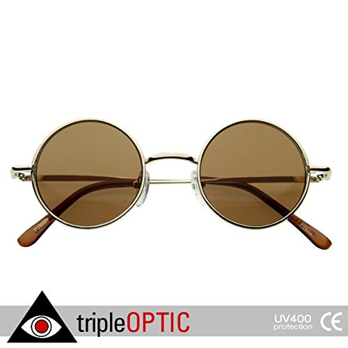Image of zeroUV Small Retro-Vintage Style Lennon Inspired Round Metal Circle Sunglasses