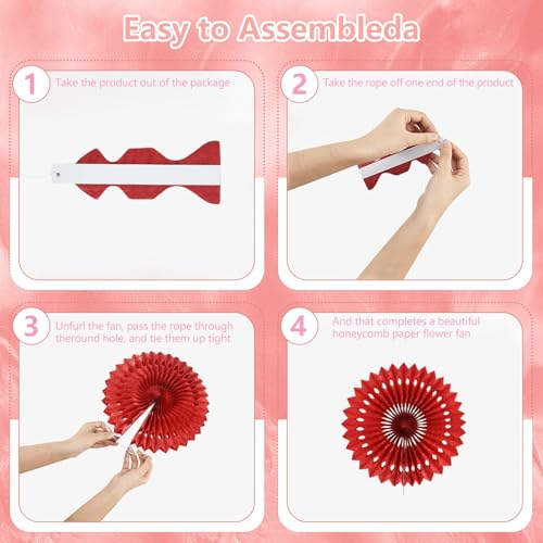 Image of 20 Pcs Light Pink Hanging Paper Fan, Hanging Honeycomb Round Paper Fans for Weddings, Birthdays, Christmas, Baby Showers, Classroom, Events Ceiling Party Supplies Decorations