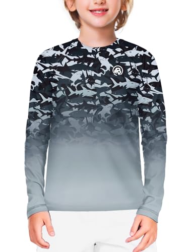 Image of AOBUTE Unisex Kids Rash Guard Long Sleeve SPF 50+ Sun Shirt UV Protection Swim Shirts 3-12 Years