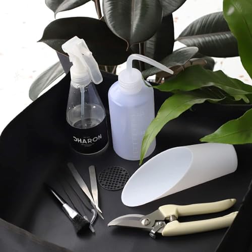 Image of 75x75 cm Gardening Mat for Plant Transplanting and Mess Control Thickened Waterproof Potting Tray Succulent Potting Mat Portable Gardening Mat Plant Gifts for Women Men 29.5x29.5 inch Black