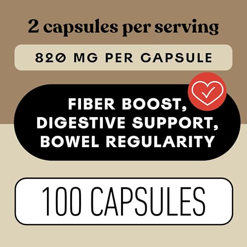 Image of Organic Psyllium Husk Capsules 660mg - Fiber Caps Supplement, Psyllium Capsules for Digestive Regularity, Colon Cleanse Support, Unflavored Whole Fiber Powder Pills, Vegetarian Gluten Free Daily Aid | Organic psyllium husk capsules for fiber, digestive regularity and colon cleanse support; vegetarian, gluten free daily caps
