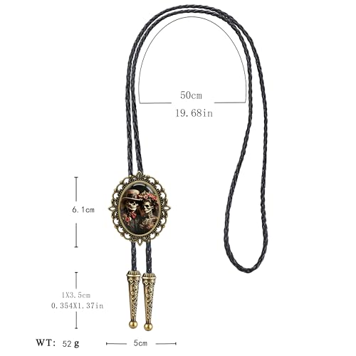 Image of Jeilwiy Bolo Tie for Men Western Cowboy Gothic Bolo Tie Necklace Halloween