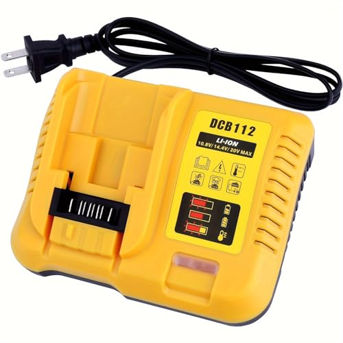 DCB112 20V Battery Charger Replaces for Dewalt 20V Battery Charger DCB107 DCB115, Compatible with Dewalt 12V/20V Max Lithium Battery DCB206 DCB204 DCB205 DCB120 DCB127