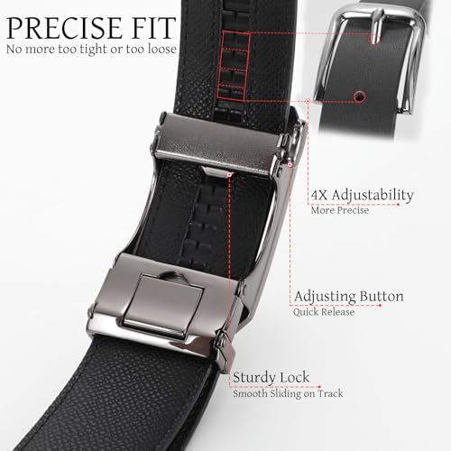 SANSTHS Ratchet Belts for Men, Leather Ratchet Belt Mens Ratchet Belt with Adjustable Buckle Men Belt Fit Everywhere2