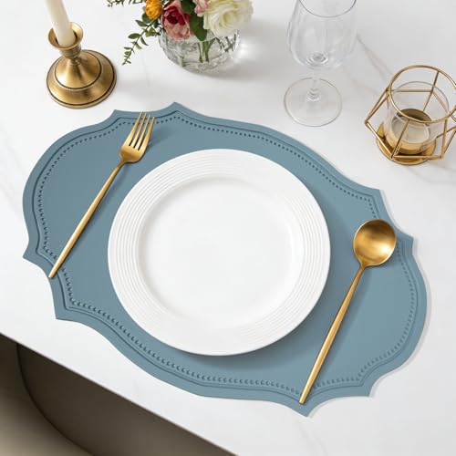Sets de table imperméables bleu azur parfaits pour vos repas en extérieur - 6