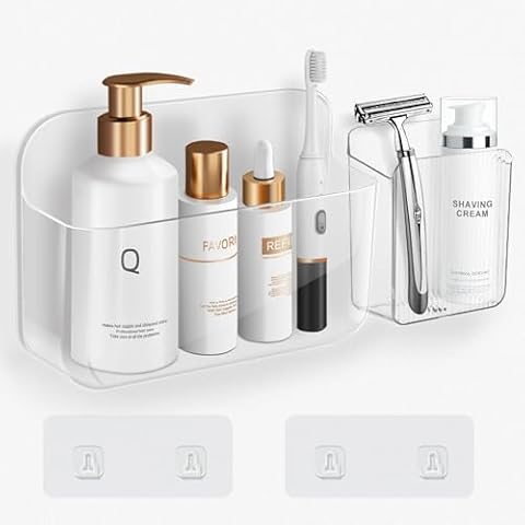 ITATIOLFY 2 Pack Wall Mount Self adhesive Cabinet Door Organizer set,Clear acrylic Floating Shelves, Shower Storage Shelf,For Bathroom,Kitchen,Office,Living Room,Under Sink,Bedside table Decor. Cover