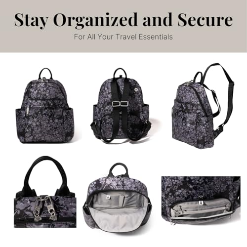 Image of Baggallini Securtex Anti-Theft Vacation Backpack Black Hydrangea