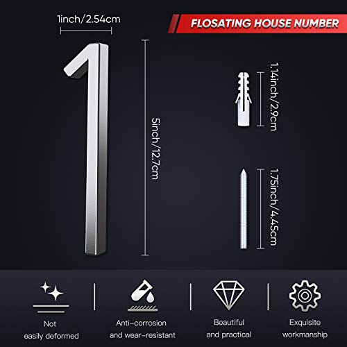 5 Inch Silver House Number Zinc Alloy Number Christmas Delicate Modern Number Garden Door Mailbox Decor Number with… - Image 4