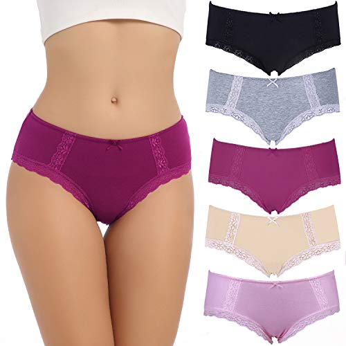 LYYTHAVON Womens Underwear Breathable Cotton Brief Ladies Panties (Multicolored 5,5 pack, Medium)